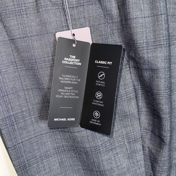 Michael Kors Men's Plaid Classic Wool-Blend Stretch Suit Pants grey 42x32 $190 - Picture 7 of 11